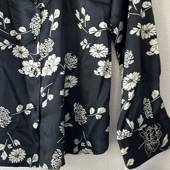 Vintage Notations button up satin floral shirt dark academia fairy whimsigoth M - Picture 5 of 16